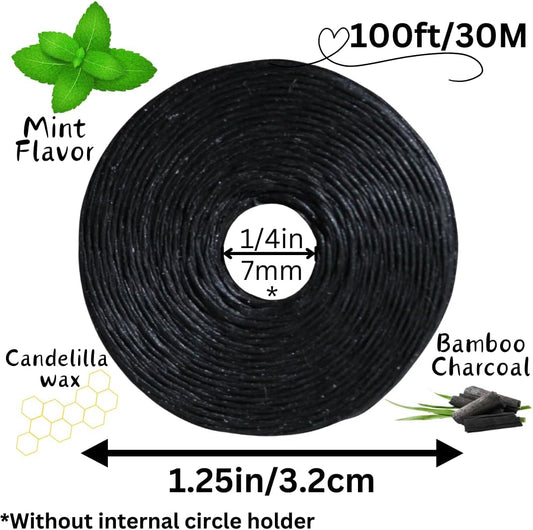BOONBOO Dental Floss Refill Rolls, Charcoal Woven Thread, 8 Pack, Mint