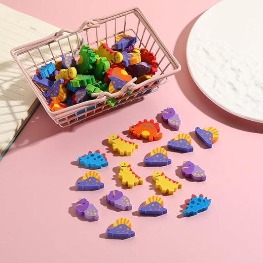 Kleeblatt Large Dinosaur Erasers for Kids Bulk, 60 PCS Big Large Fun Desk Pets for Kids Classroom, Treasure Box Prizes,Party Favors for Kids Goodie Bags, Back to School Gifts for Ages Over 3 Students