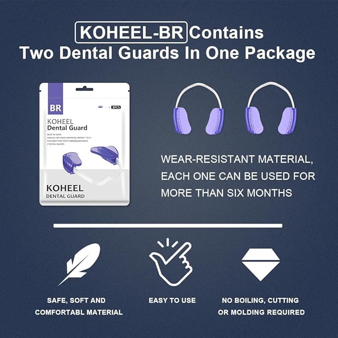 KOHEEL Adjustable Mouth Guard for Teeth Grinding and Clenching, No Boiling Night Guard, Stop Bruxism Dental Guard (4 Count)