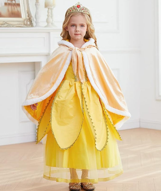 Princess Cloak with Hood Girls Cape Kid Toddler Costume Dress up for Halloween Christmas Carnival Cosplay