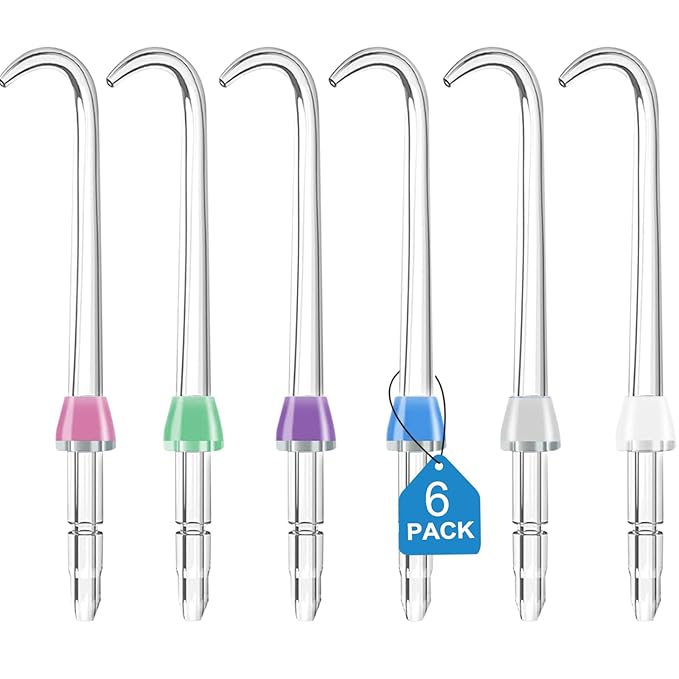 6 Implant Denture Tips – Replacement Water Flosser Picks Compatible with Most Waterpik Models