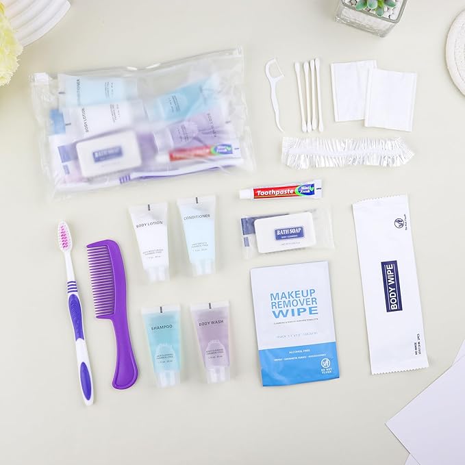 Pack of 5 Basic Toiletry Kits, Individually Packed, Personal Hygiene Kit Bulk Homeless Care Package Supplies, Travel Size Convenience Kits Suitable For Hotel, Home, Camping, Travel
