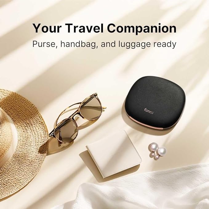 Fancii Mila 2 Compact Magnifying Makeup Mirror with LED Light, Rechargeable, 10x /1x Magnification, Tru-Glow Lighting System, Vegan Leather, Small Travel Mirror for Purses (Midnight Majesty)