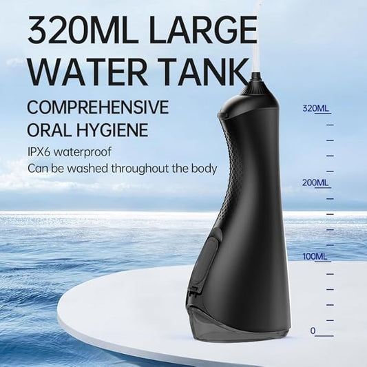 Water Flosser, Cordless Water Dental Flosser,320ML Portable Oral Irrigator with 3 Modes & 6 Tips, IPX7 Waterproof, 60–160 PSI Rechargeable Dental Floss Pick for Home & Travel Use