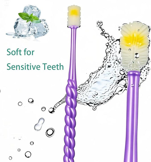 2 PCS Chemotherapy Must Haves for Women Chemotherapy Must Have Toothbrush for Sensitive Mouths Comfort Items Chemo Patients Spinning Toothbrush Oral Support Care Package (Purple)