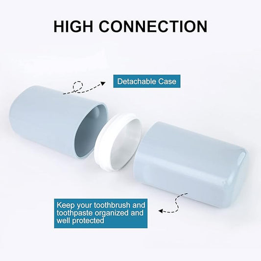 Surblue Travel Toothbrush Case Detachable Toothbrush Holder with Cover Portable Toothbrush Container for Vacation Camping Dorm Bathroom,Blue