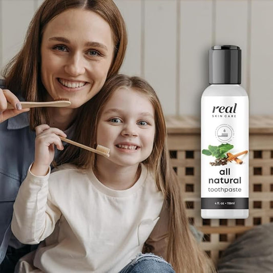 Real Skin Care Coconut Toothpaste | Handmade in USA | All Natural Organic Fluoride Free Toothpaste for Healthy Smiles | Flavored with Essential Oils for Adults & Kids