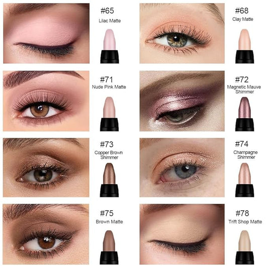 evpct 8Pcs Cream Eyeshadow Stick Set for Women, Nude Pink Light Mauve Brown Matte Rose Gold Copper Brown Champagne Shimmer, Silky Matte Shimmer Eyeshadow Applicator Sticks Eye Makeup sombras para ojos