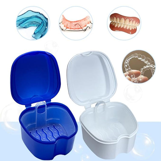 3 Pack Retainer Cleaner Case Partial Denture Cleaning Case Cup and Brush for invisalign Orthodontic soaking