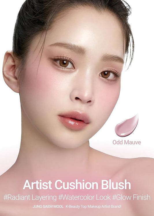 JUNGSAEMMOOL Artist Cushion Blush (Odd Mauve) | Easy to Blend, Lightweight, Hydrating Korean Makeup Cushion Blush for Dewy & Glowing Cheeks