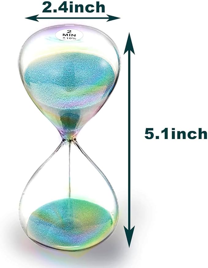 SuLiao Sand Timer 2 Minute Hourglass,Turquoise Sand Clock,Large Sand Watch 2 Min,Colorful Biloba Puff Minimalist Hour Glass Sandglass for Home,Desk,Office Decorative