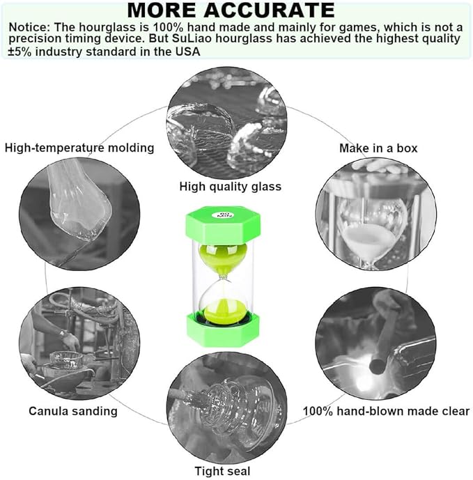 Big Green Sand Watch 15 Min: Plastic Sand Clock 15 Minutes, Hour Glass Colorful Sandglass Timer for Kids, Games, Classroom, Kitchen, Decorative