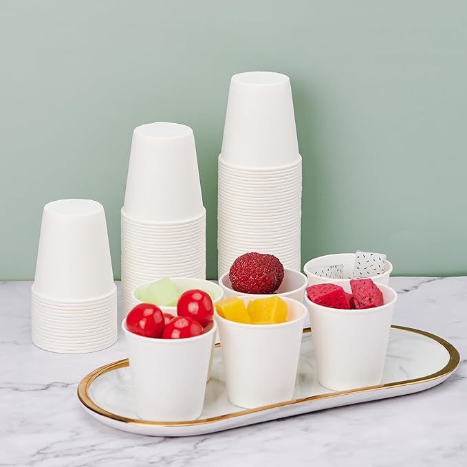 100 Count 3 oz Disposable Mouthwash Cups, Small Paper Cups, Bathroom Paper Cups, Ideal for Parties and Everyday Use