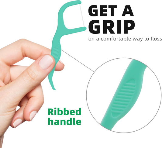RAZOKO Dental Floss Picks | Toothpick, Shred-Resistant Floss, Easy Grip Handle, Fresh Mint Flavor, 400 Count (Pack of 2)