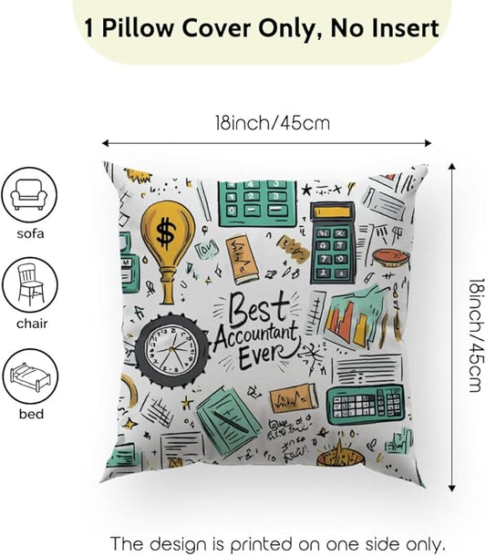 Cirzone Accountant Gifts for Women -18x18Inch Accountant Throw Pillow Cover Accountant Gifts with Gift Box Perfect Birthday Accounting Graduation CPAS Gifts for Home Sofa Decor