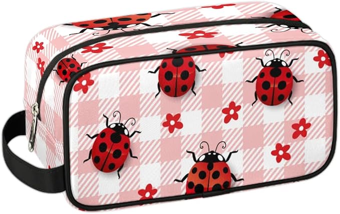 Kids Toiletry Bag for Boys Girls,Cute Ladybugs Travel Hanging Wash Bag Small Makeup Organizer Cosmetic Bag for Women Traveling Toiletries with Handle