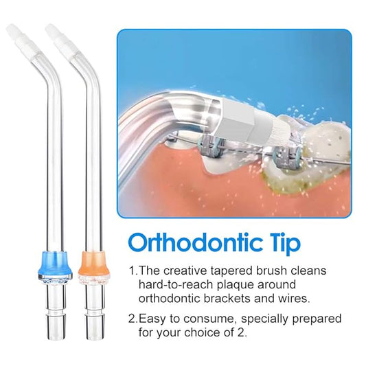 Replacement Orthodontic Tips Compatible with Waterpik Water Flossers and Other Brand Oral Irrigators (4-pack)
