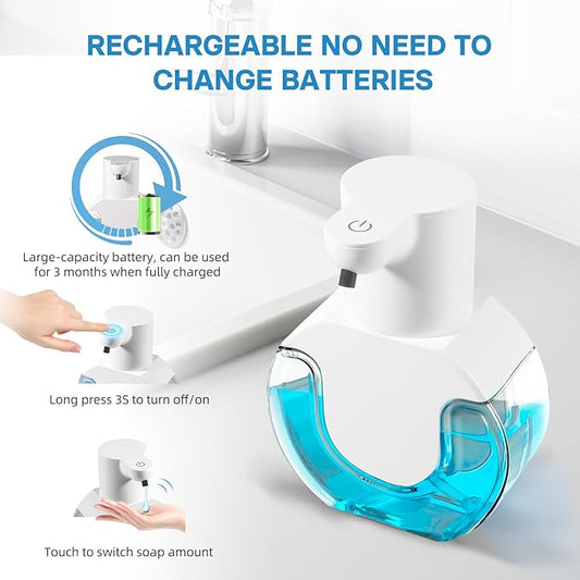 2 Pack Automatic Liquid Soap Dispenser,14.2oz/420ML Touchless Automatic Soap Dispenser,Rechargeabled Wall Mounted Smart Pump for Bathroom Kitchen