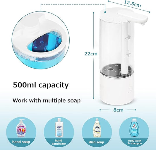 LAOPAO Automatic Liquid Soap Dispenser, Touchless Hand Sanitizer Dispenser,USB C Rechargeable Hand Soap Dispenser with Adjustable Soap Volume, 500ml Coutertop Soap Pump for Kitchen Bathroom Xmas Gift