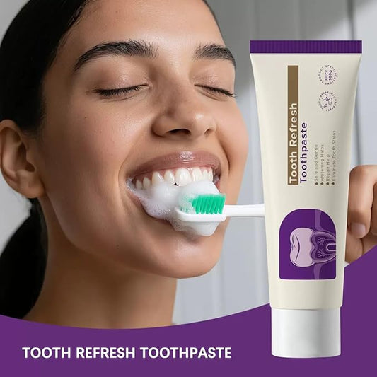 Tooth Refresh Toothpaste, Fresh Breath Whitening Toothpaste, Fresh Minty Gel - Natural Oral Care with Enamel Repair, Helps Remove Coffee, Tea & Wine Stains, Gentle & Effective for Daily Use( 2pcs)