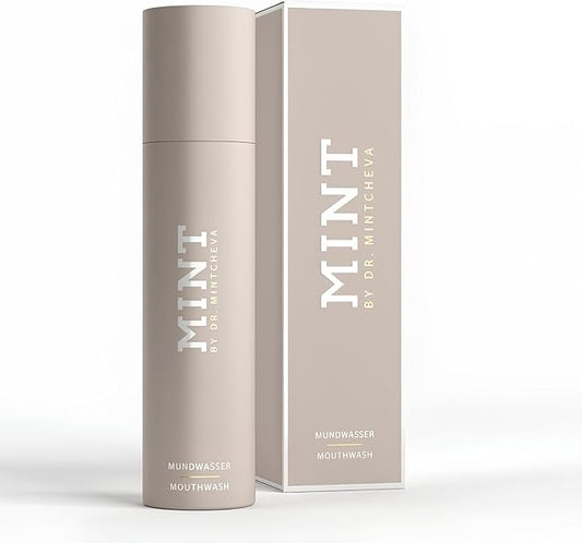 MINT whitening mouthwash with hydrogen peroxide - alcohol-free - mild taste - vitamin B12, peppermint oil and cucumber extract - mouthwash for the care of gums and interdental spaces -By Dr. Mintcheva