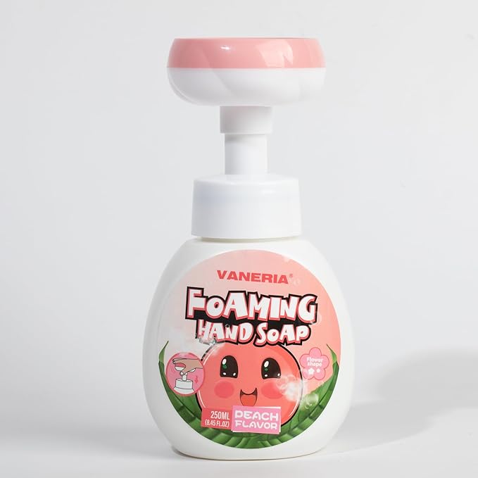 VANERIA Kids Foaming Hand Soap,Flower Stamp,Moisturizing and Gentle Hand Soap for Baby,Kids and Adults with Sensitive Skin 250ml/8.45 Fl Oz