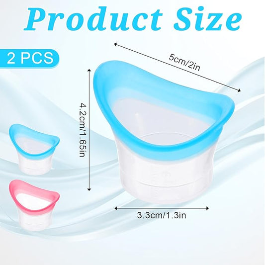 2pcs Eye Wash Cup Eye Wash Bath Kit Eyes wash Cleaner Kit Silicone Eyes Cleaning Cup Tool Manual Portable Eyes Care Tool Eye Cleaner for Eyes Rinse Clean Dust Makeup Irritants Soothing Tired Eye