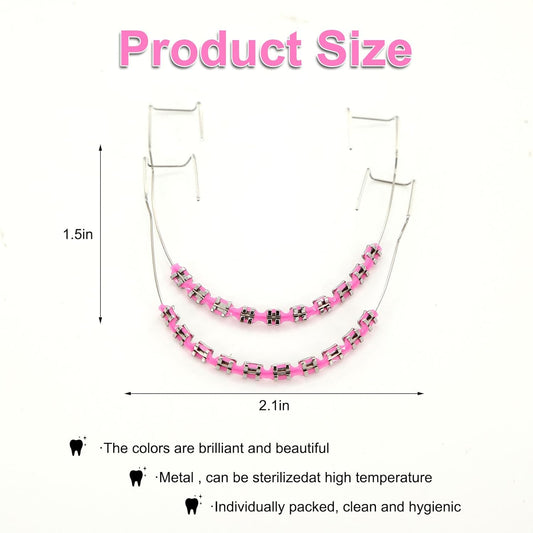 4 Pair of Temporary Tooth Decoration, Teeth Retainer Practical Brackets para Dientes Sturdy Retenedores de Dientes Ortodoncia Props for Dental Students to Practice (Pink)