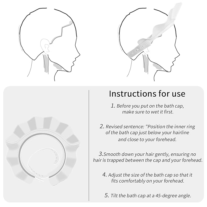 KOMIDK Baby Kids Shower Cap Shampoo Bath Bathing Hat Silicone Adjustable Washing Hair Shower Bathing Protection Shower Cap for Toddler, Baby, Kid, Children (White)