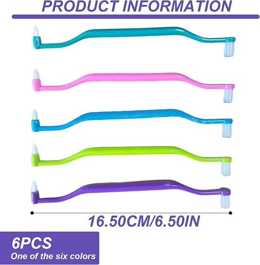 6PCS Braces Toothbrush, 2-in-1 Double Head Braces Brush for Interdental and Wisdom Teeth, Soft Single Tufted Orthodontic Toothbrush Orthodontic