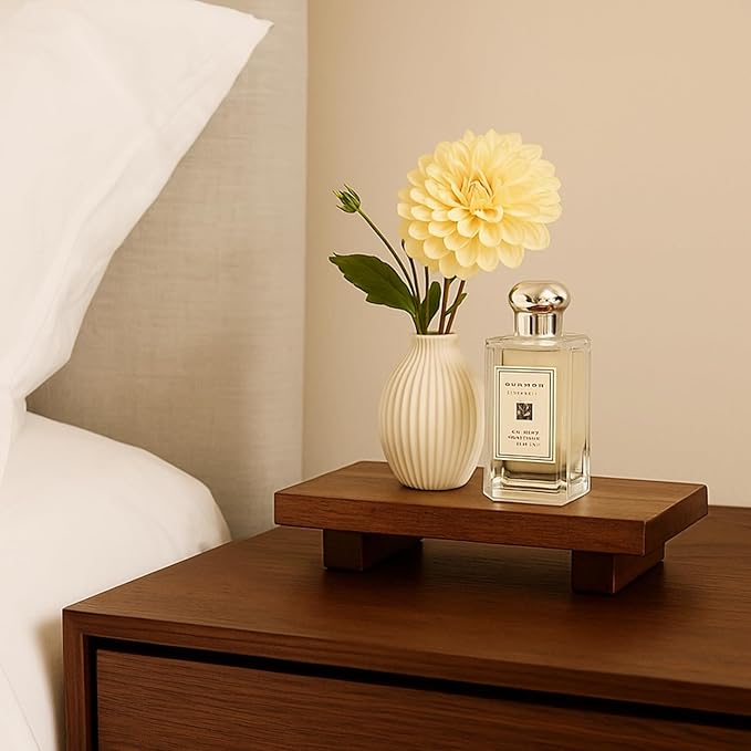 Acacia Wood Riser Pedestal Stand Farmhouse Small Bathroom Vanity Tray Rustic Wooden Hand Soap Dish Dispenser Holder for Kitchen Sink Counter Decorative Tray Modern Bathroom Decor Organizer Accessories