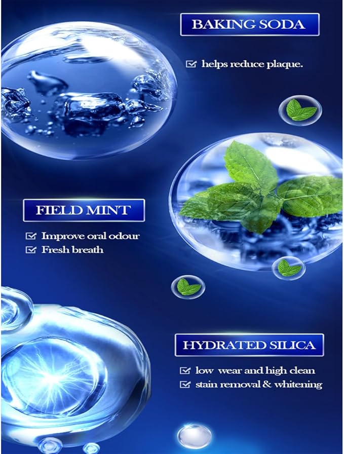 Press Toothpaste,Baking Soda Whitening Toothpaste,Stain Removal Whitening Strong Cleaning Power Natural Stain Remover Fluoride-Free (310 g)