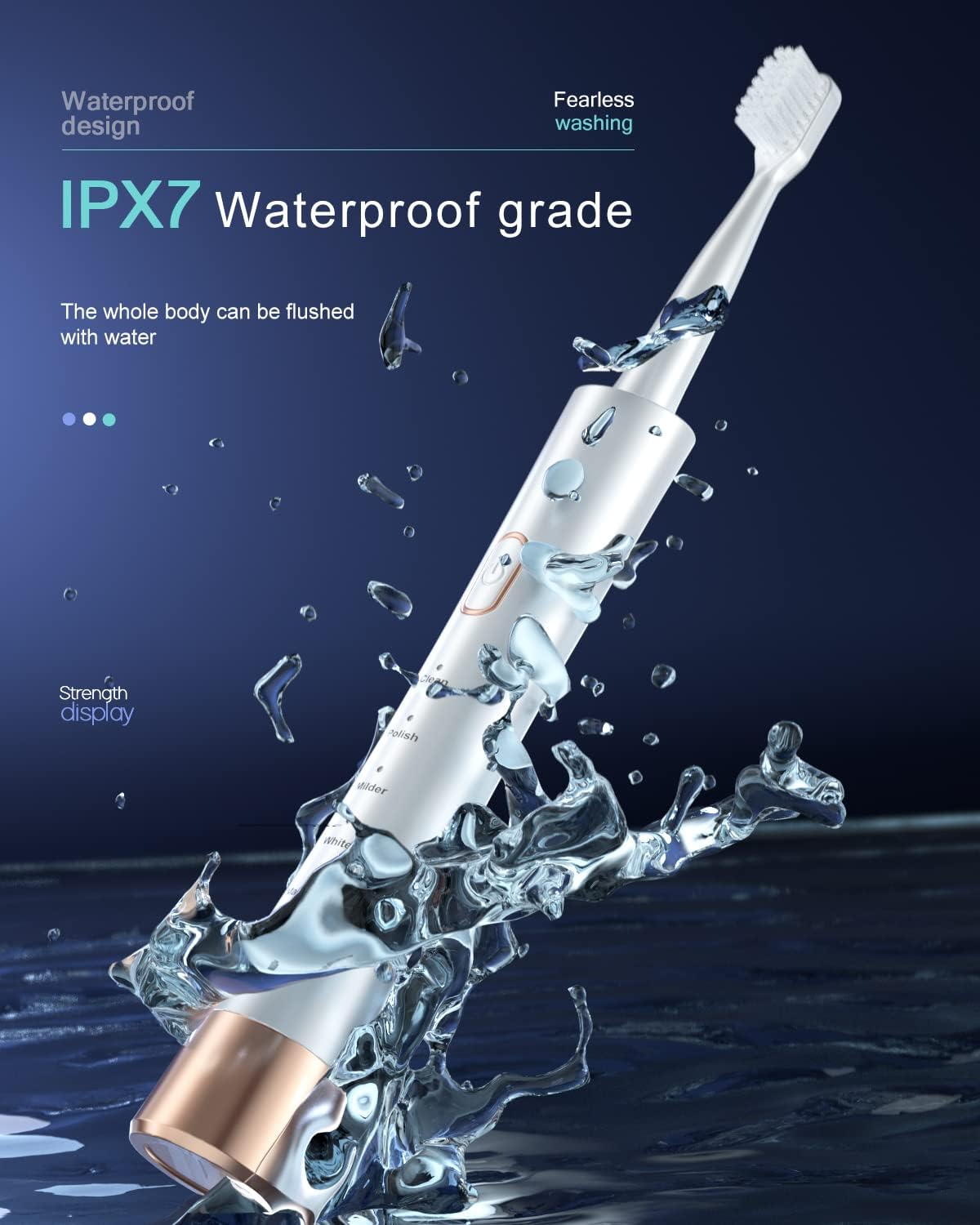 High Vibration Sonic Electric Toothbrush for Adults with 2 Minutes Smart Timer, Fast Charge Lasts Long, 5 Optional Modes, 8 Replacement Brush Heads Ultra Whitening, White