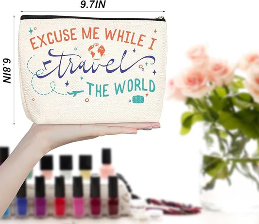 Funny Travel Gifts for Women Makeup Bag Travel Essentials Cosmetic Bags Toiletry Bag Flight Vacation Gifts for Sister Mom Travelers Girls Trip Birthday Mothers Day Anniversary