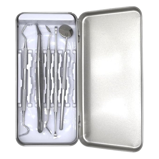 Easyinsmile 5PCS Dental Hygiene Kit Personal Oral Care Sets with Mouth Mirror, Scaler, Tarter Scraper, Teeth Pick, Tweezers Plaque & Calculus Removal Tool