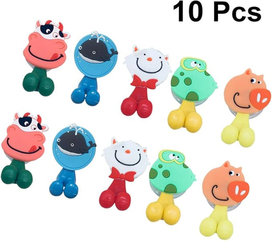 10pcs Cartoon Animal Suction Cup Toothbrush Rack Wall Mounted Organizer for Bathroom Creative Multifunctional Holder with Frog Pig Shark Designs Easy Install Random Color