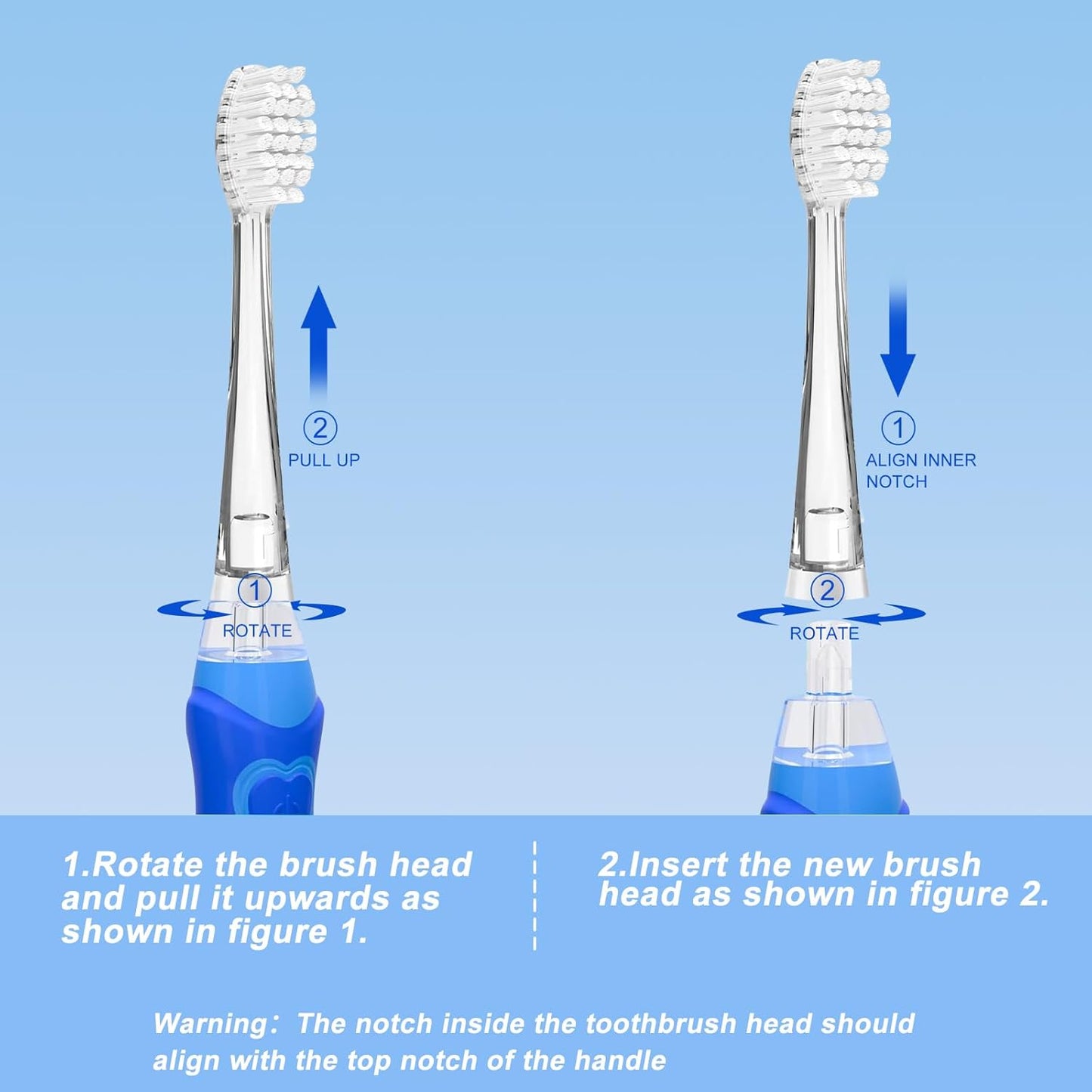 Teeteck 5 Pack Kids Toothbrush Replacement Heads Compatible with SEAGO SG513/SG977/SGEK6, DadaTech DT-K6/DT-BB1/DT-977, Brush-Baby WildOnes (Ages 8-18 Months/Transparent)