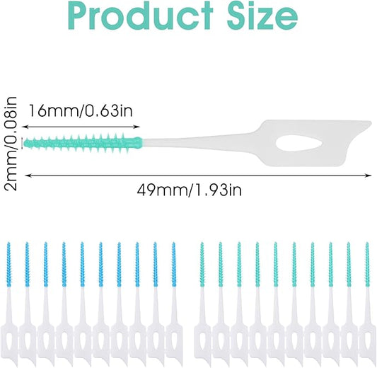 320 Pieces Dual Purpose Toothpick, Dual-Use Interdental Brushes Soft Silicone Disposable Dental Picks, Premium Dental Floss Picks 360° Bendable Braces Brush Dental Brushes for Effective Teeth Cleaning