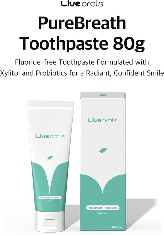 PureBreath Toothpaste 80g – Fluoride-Free, Odor Neutralizing, Enamel Strengthening, Gentle Cleaning, Mint Fresh, Naturally Derived Ingredients, Sensitive Teeth Friendly