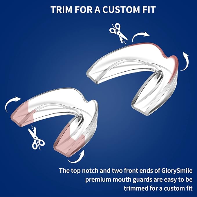GlorySmile Mouth Guard for Clenching Teeth at Night, Upgraded Night Guards for Teeth Grinding, Pack of 8 Moldable Mouth Guard Stops Bruxism and Teeth Clenching 2 Sizes with Two Travel Cases