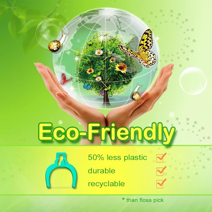 T.Smile NoFuss Dental Flosser Kit, 5-inch Long Handle & Refill Heads, Extra-Strength Floss for Comfortable Clean, Fluoride Free, (1 Blue Handle + 100 Extra-Strength Floss Refills)