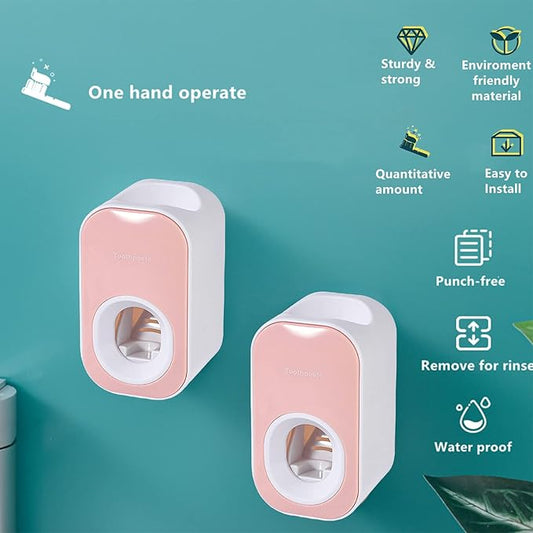 Automatic Toothpaste Dispenser Wall Mounted for Bathroom,Toothpaste Squeezer for Kids & Family Shower by Mr. Thumbs(1pc,Pink)