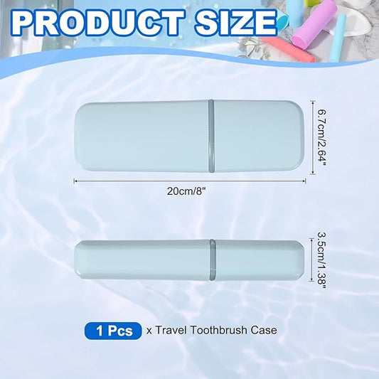 uxcell Travel Toothbrush Case, 7.9x2.7x1.4 Portable Travel Toothbrush Holder with Flat, Plastic Toothpaste Container for Bathroom, Gym, Business Trip, Camping, Sky Blue