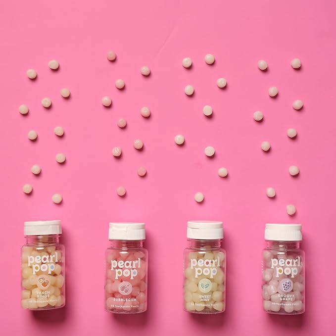 Toothpaste Pearls, Chewy Fluoride Free Toothpaste for Kids & Adults, Stocking Stuffer, Mess-Free Travel Tooth Paste Alternative Made with Nano-Hydroxyapatite & Xylitol, Groovy Grape, 65ct