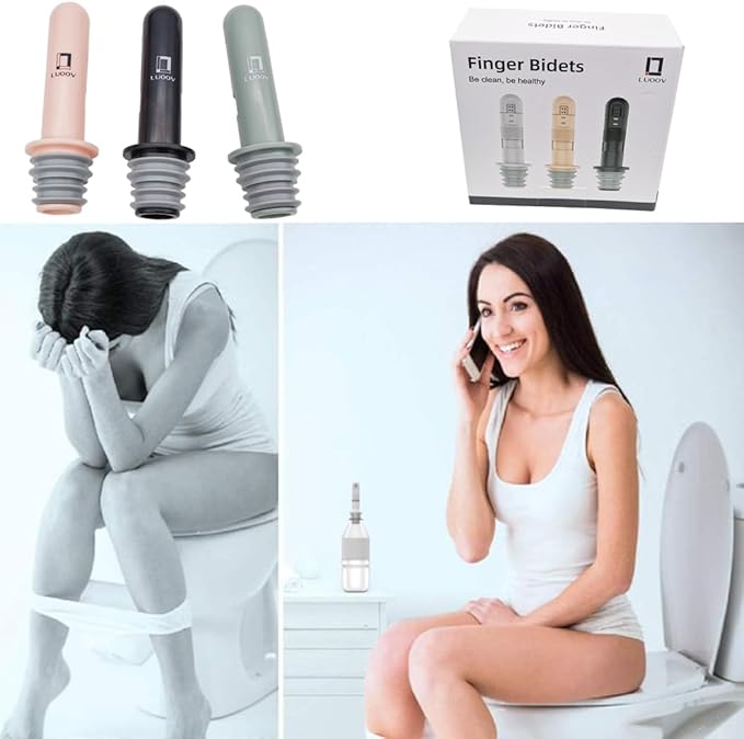 LUOOV Portable Travel Bidet,Mini Handheld Personal Bidet Sprayer for Hygiene Cleaning,Postpartum,Baby Care,Hemmoroid Treatment,Portable Bidet 3 of Pack, Black,gray,pink