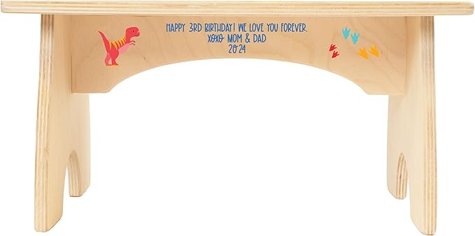 Dinosaur Step Stool for Toddlers- BloomOwl Personalized Wood Kids Step Stool with Name for Kitchen Sink, Bathroom, Potty Training, Toilet, Kitchen Sink- Sturdy and Safe- Made in USA (Dinosaur)