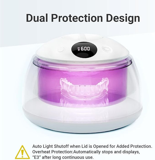 Ultrasonic Retainer Cleaner Machine, 45kHz & 200ML Dental Cleaning Pod for Dentures, Aligners, Mouth Guards, Braces, Toothbrushes & Jewelry, Ultrasonic Cleaner with Digital Timer