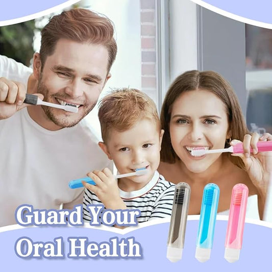 Travel Toothbrush 3Pcs Travel Toothbrush Set Mini Toothbrushes Soft Portable Toothbrushes Travels with Tooth Brush Cover Small Folding Toothbrush Individually Wrapped for Travels Black Blue Pink