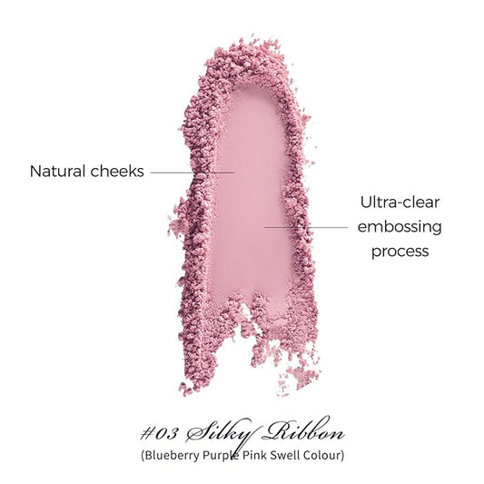 Flower Knows Swan Ballet Embossed Blush,Lavender Matte Finish,Buildable & Blendable Powder Blush for cheeks,Natural Flush for All Skin Tones(03 Silky Ribbon,5g)