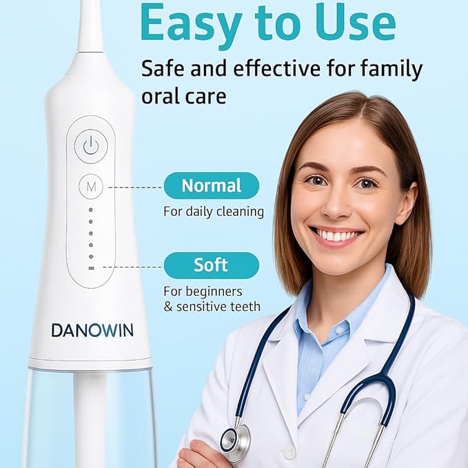 Cordless Water Dental Flosser for Teeth – Portable Rechargeable Oral Irrigator 300ML with 5 Jet Tips, IPX7 Waterproof, Travel Case, Gum Care, Home & Travel Use